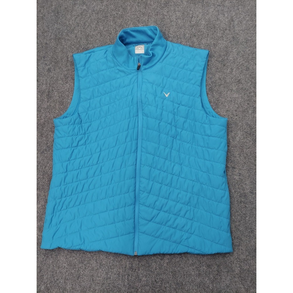 Callaway Vest Mens 2XL Blue Full Zip Quilted Puffer Stretch Mock Neck‎ Golf